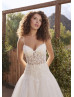 Beaded Spaghetti Straps Ivory Lace Tulle Dreamy Wedding Dress